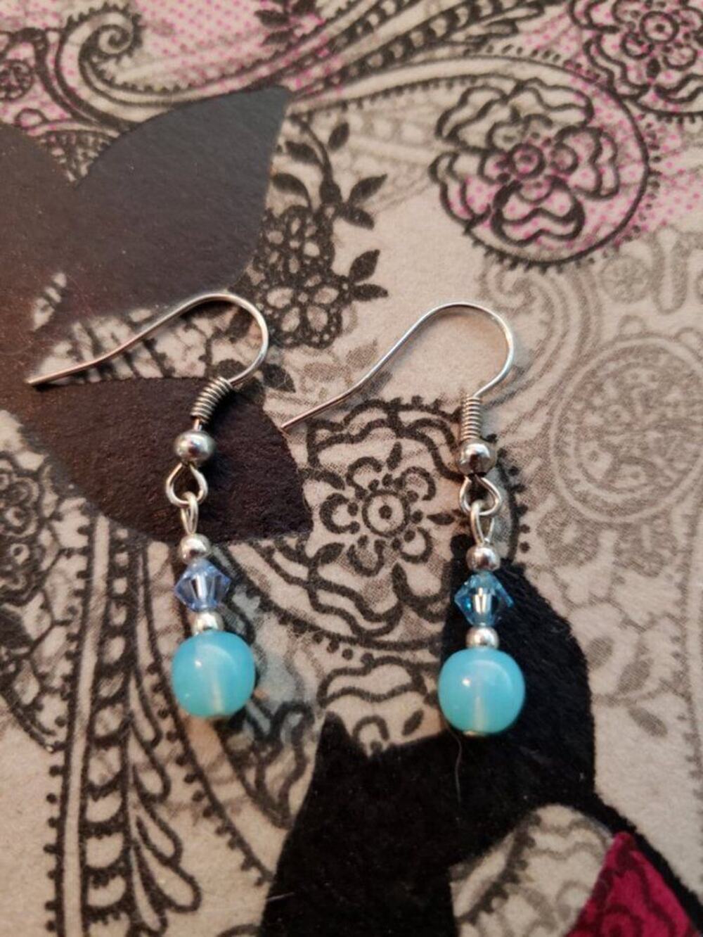 Handmade Light Blue Dangle Earrings - Brand New